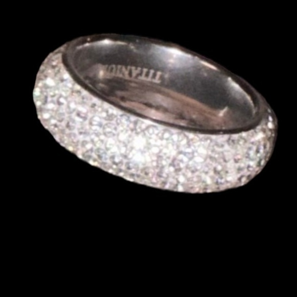 8mm Round titanium diamond ring  band iced out
